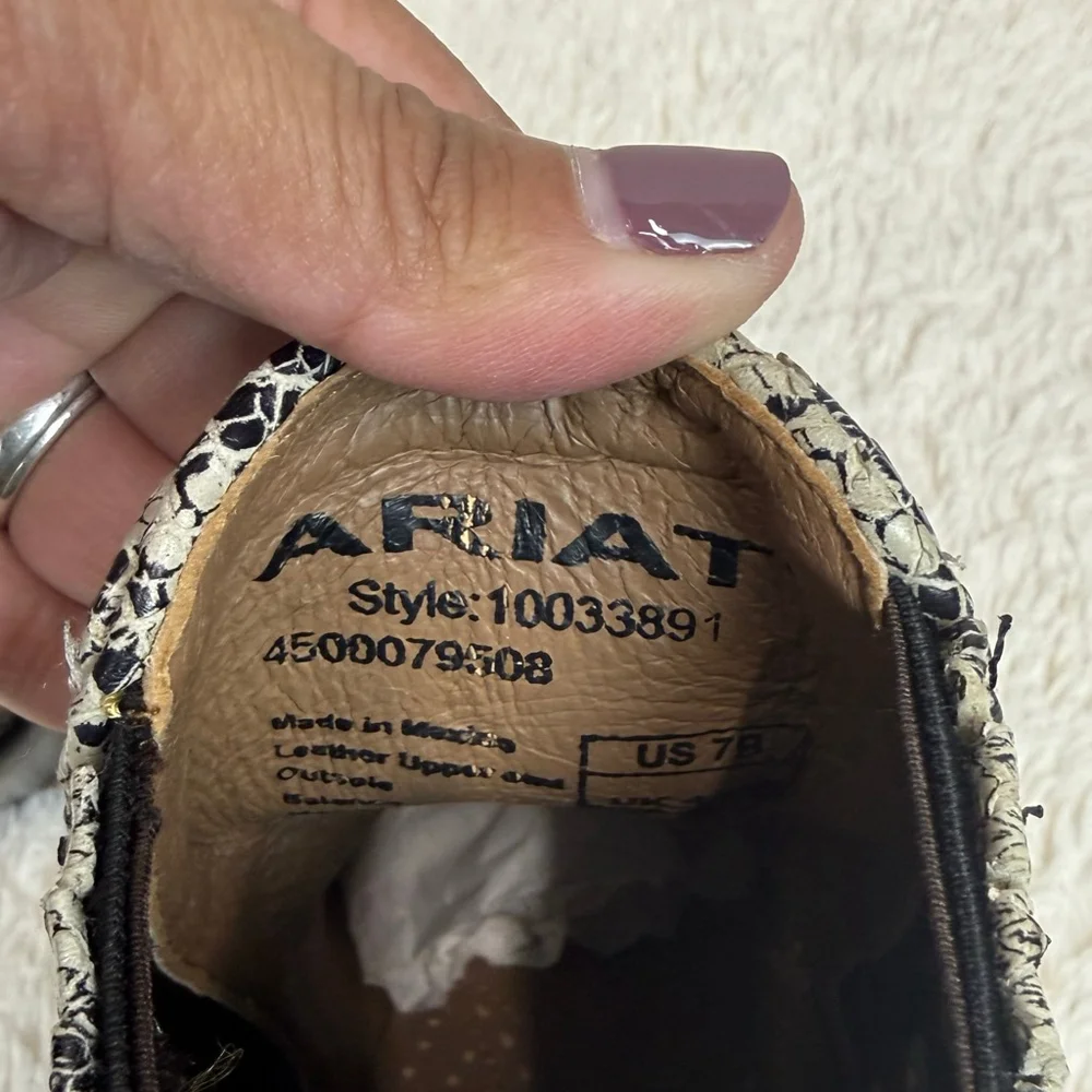 Ariat Eclipse black and white snakeskin booties-7B